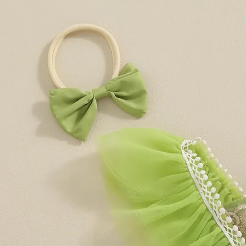 Miniatura 5 de Ursobutegl Mameluco de princesa para bebé recién nacida, vestido de malla bordado, elegante, tutú con falda, overol para cumpleaños