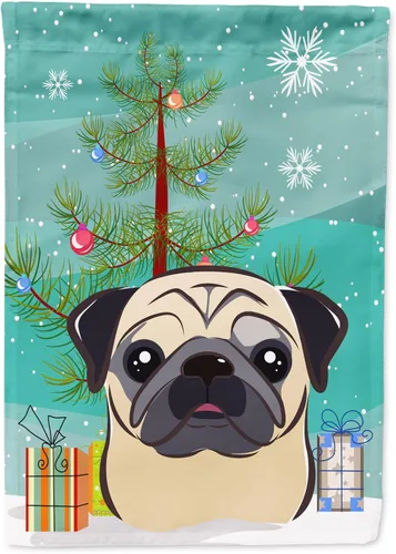 Miniatura 68 de Caroline's Treasures BB1622CHF - Bandera de casa Shih Tzu con árbol de Navidad y gris plateado para porche, grande, para colgar en la pared