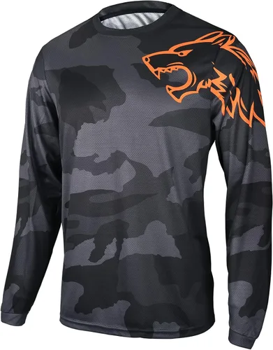 Camisetas de ciclismo de montaña para hombre, manga larga, MTB Off-road Motocross Jersey de secado rápido y absorbe la humedad