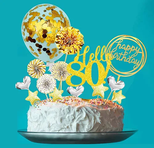 Miniatura 7 de Hello50 - Decoración de cumpleaños para tartas doradas, para hombres y mujeres, decoración de pastel de cumpleaños número 50