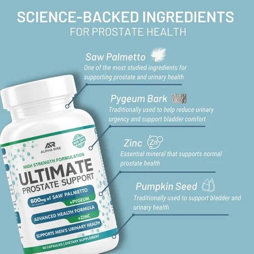 Miniatura 4 de Suplemento para próstata, con cápsulas Saw Palmetto y Pyguem, de hierbas anturales y vitaminas, mejora las infecciones del tracto urinario.