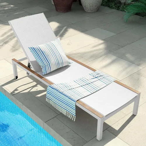 Miniatura 16 de Grand patio Sillón de mimbre para exteriores de 4 posiciones ajustable plegable de aluminio para patio, tumbona con cojín beige