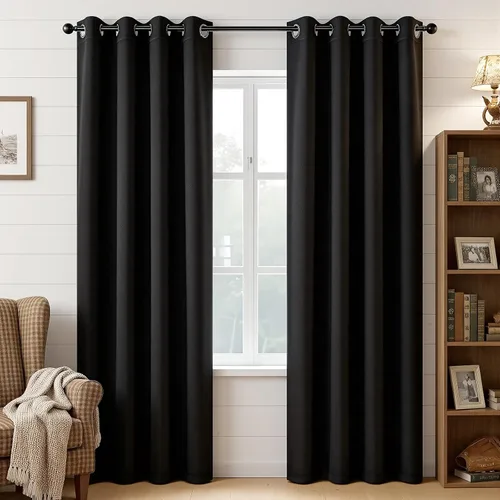 Miniatura 97 de Joydeco - Juego de 2 paneles de cortinas opacas de 63 pulgadas, 2 cortinas largas con aislamiento térmico burg, cortinas de oscurecimiento