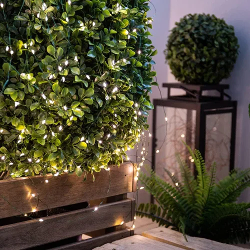Miniatura 4 de Cadena de luces de hadas enchufables de 66 pies, luces LED de alambre verde blanco cálido de 200 LED con control remoto, 8 modos para sala de estar