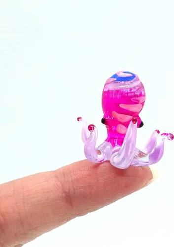 Miniatura 17 de Pulpo diminutas micro figuras sopladas a mano de vidrio de color arte animales coleccionables regalo decoración del hogar (negro)