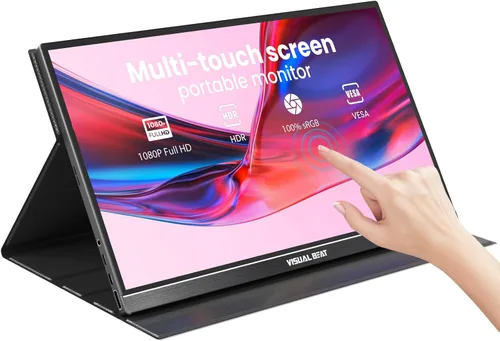 Monitor portátil Pantalla táctil de 15.6 pulgadas 1080P USB-C HDMI Pantalla de computadora HDR IPS Pantalla de cuidado ocular 100% sRGB con cubierta