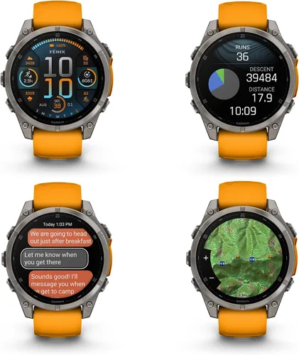 Miniatura 3 de Garmin Fenix 8 47MM AMOLED Zafiro Premium Multisport GPS Smartwatch de Titanio con Banda de Silicona Spark Orange/Grafito, Linterna LED Integrada