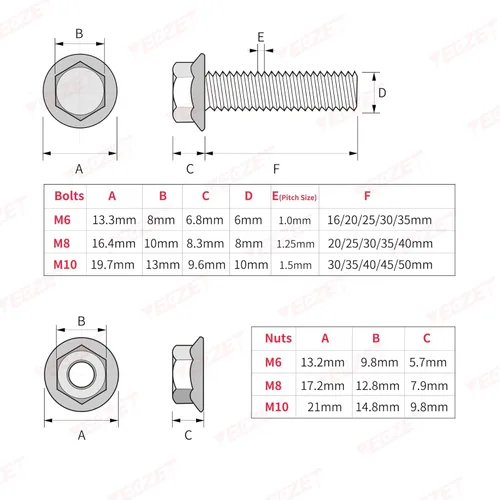 Miniatura 4 de Kit de 245 tornillos y tuercas de brida de alta resistencia, grado 8.8 M6 M8 M10, tuercas hexagonales con bridas métricas, incluye 15 tamaños más