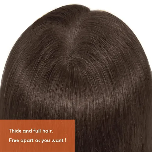 Miniatura 3 de FABA Cabeza de maniquí con pelo #4 marrón 26-28 pulgadas cabezas de maniquí de pelo para maquillaje, cabeza de muñeca de peluquería trenzada
