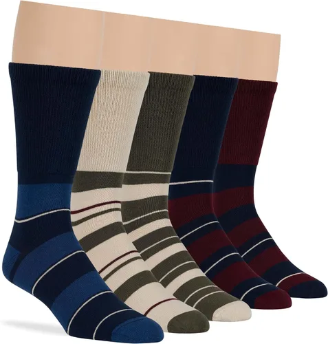 Miniatura 85 de 7BIGSTARS KINGDOM Calcetines de algodón para hombre, diabéticos, no vinculantes, paquete de 5 unidades, talla L/XL, Azul mezclilla, verde oliva