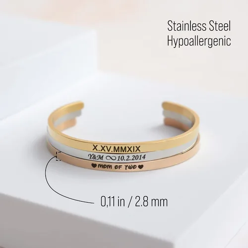 Miniatura 6 de MIAMIA Pulseras personalizadas para mujer, brazalete con mantra inspirador grabado, regalos para mujeres, niñas y parejas, joyería de fecha, nombre