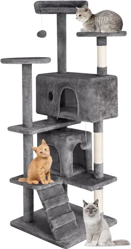 Miniatura 27 de PayLessHere Árbol para Gatos de 54 Pulgadas Torre para Gatos con Poste Rascador para Gatos, Soporte de Condominio para Gatos de Múltiples Niveles