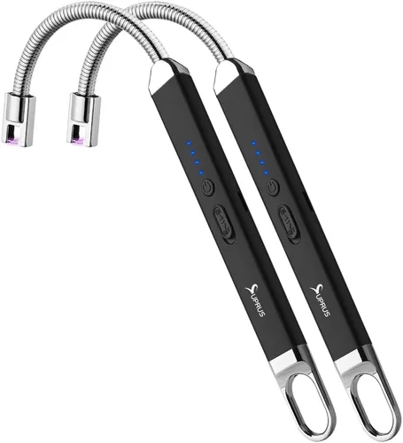 Miniatura 10 de SUPRUS Encendedor USB recargable de arco eléctrico con interruptor de seguridad, cuello flexible de 360°, parrilla sin llama, encendedores largos