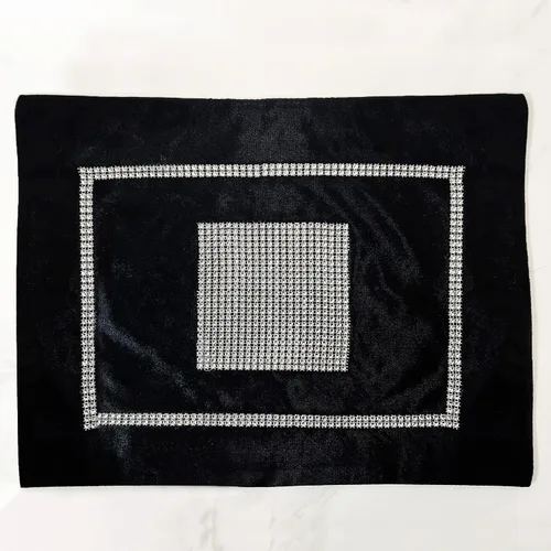 HeMiaor Juego de 4 manteles individuales elegantes negros con diamantes de imitación brillantes, perfectos para decoración de mesa de boda, 12 x 16