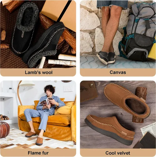 Miniatura 7 de Zigzagger - Pantuflas tipo mocasín para hombre, para interiores y exteriores, pantuflas cálidas, cómodas, mullidas y anchas
