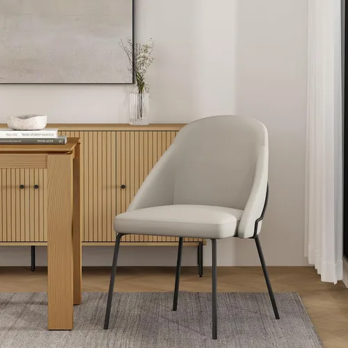 Miniatura 2 de Manhattan Comfort Gracie - Juego de 1 sillas de comedor modernas de piel sintética, asiento tapizado de piel sintética, patas de acero, espuma