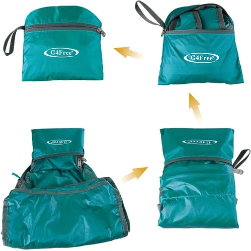 Miniatura 8 de G4Free Ultra Ligero plegable Mochila Senderismo bolsa de diario, práctico plegable camping al aire libre mochila verde azulado (A-teal)