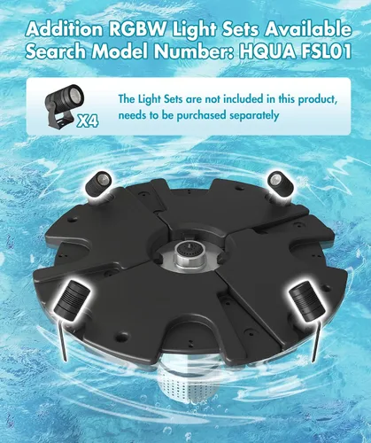Miniatura 6 de HQUA-FS01 110V, 1/2HP, OD(φ) 32" Fuente Flotante de Estanque Grande con Bomba de Fuente de 13000 GPH, Cable de Alimentación de 100', Dos Patrones