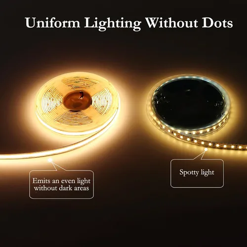 Miniatura 3 de JOYLIT 12V Tira de Luz LED COB Impermeable 20FT/6M 2700K Blanco Cálido CRI 90+ 320LEDs/M Cinta LED Uniforme Sin Puntos Luminosos Regulable