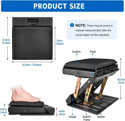 Miniatura 3 de Reposapiés para debajo del escritorio en el trabajo con 4 niveles de altura ajustable, reposapiés plegable ergonómico para oficina
