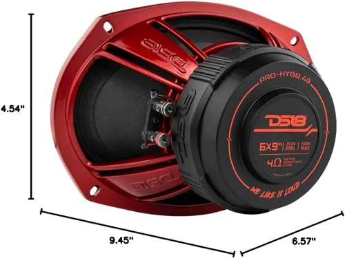 Miniatura 10 de DS18 PRO-HY69.4B - Altavoz híbrido de rango medio resistente al agua 6x9 con controlador de 1 pulgada, 500 W, potencia máxima de 4 ohmios, rango