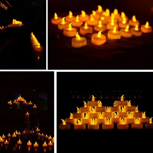 Miniatura 2 de VETOUR 50 Piezas Velas de Té con Pilas: Velas de Té LED Realistas Sin Llama con Batería Estable, Velas Falsas Parpadeantes de Larga Duración