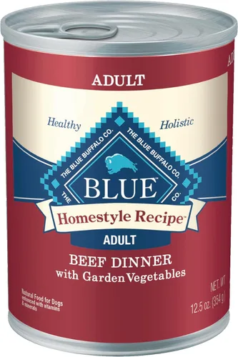 Blue Buffalo Homestyle - Comida húmeda para perro, receta casera, alimento para perro adulto, vacuno, lata de 12.5 onzas (Paquete de 12.5)