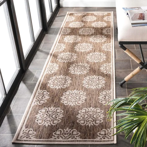 Miniatura 24 de SAFAVIEH Alfombra lavable al aire libre Linden Collection – 6'7" cuadrada, crema y beige, no desprende pelusa y fácil de limpiar, ideal para patio