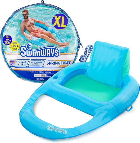 Miniatura 8 de SwimWays Spring Float - Tumbona reclinable prémium para piscina, flotadores inflables para adultos con inflado rápido para edades de 15 años