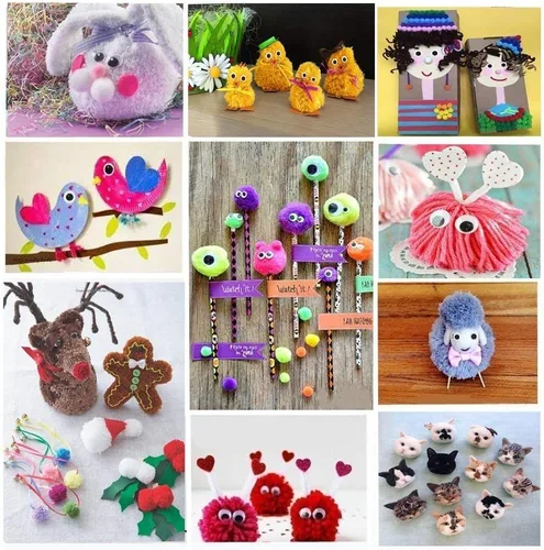 Miniatura 6 de Amoboo Máquina para hacer pompones, 4 tamaños de agujas para tejer bolas de pelusa, para manualidades, juego de herramientas para tejer de lana