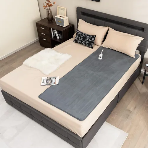 Miniatura 3 de Giantex Protector de colchón eléctrico con calefacción, calentador de cama de 71 x 30 pulgadas con 5 niveles de calefacción, temporizador de 8