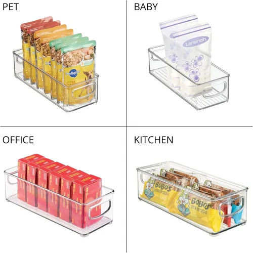 Miniatura 7 de mDesign Contenedor organizador pequeño de plástico apilable para cocina, despensa, gabinete, refrigerador, congelador, contenedores