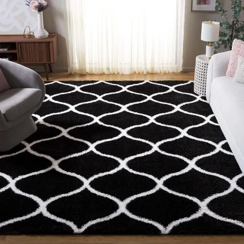 Miniatura 11 de SAFAVIEH Tahoe Shag Collection - Alfombra para pasillo, 2 x 9 pies, color beige y blanco, diseño de enrejado, no desprende pelusa y de fácil
