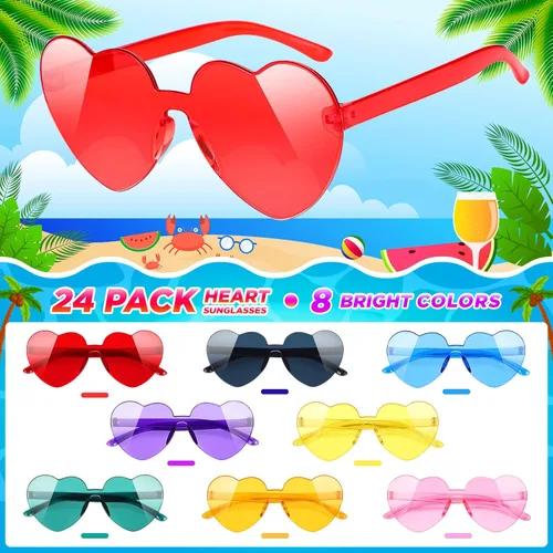 Miniatura 2 de GIFTINBOX 24 Pack Heart Sunglasses Heart shaped Sunglasses Kids Sunglasses Party Favors Heart Glasses Birthday Girls