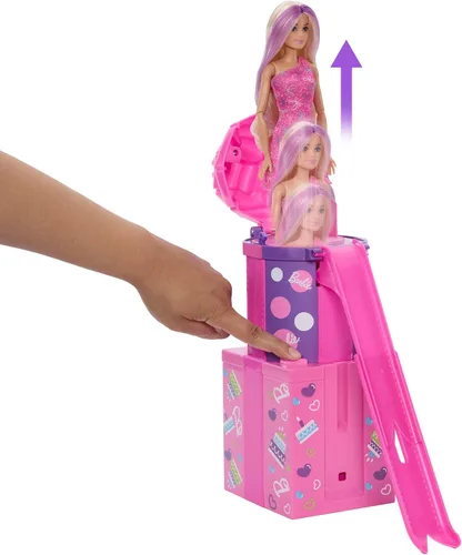 Miniatura 5 de Barbie Muñeca y accesorios Rise & Surprise, serie de cumpleaños para mascotas con 12 sorpresas, incluyendo diapositivas y actividades de cambio