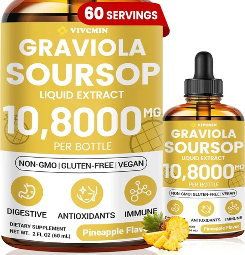 Miniatura 15 de vivcmin Graviola - Extracto líquido de hoja de guanábana – Líquido amargo de guanábana, apoyo inmunológico, relajación, hígado y sueño, sin azúcar
