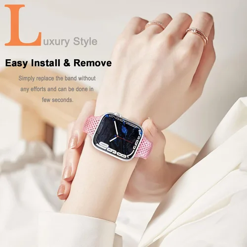 Miniatura 5 de Miimall Correa de reloj compatible con Apple Watch de 1.496 pulgadas, 1.575 pulgadas, 1.614 pulgadas, patrón de diamante, TPU translucidez Correa