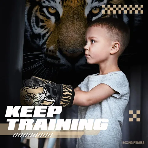 Miniatura 4 de Guantes de boxeo para niños con envolturas de mano para niñas y niños de 3 a 8 años, juego de boxeo de entrenamiento, guantes de golpeo Dorado