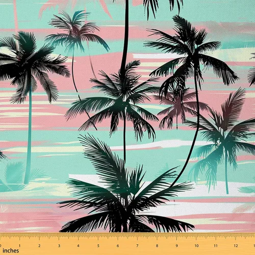 The Yard - Tela de tapicería con estampado de palmera para sillas, tela de hoja de palmera hawaiana tropical para exteriores, tela decorativa para