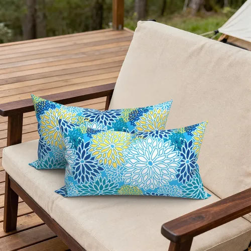 Miniatura 473 de Juego de 2 almohadas para exteriores de 16 x 16 pulgadas, repelentes al agua con interiores, para muebles de patio, hogar, jardín, geometría bohemia