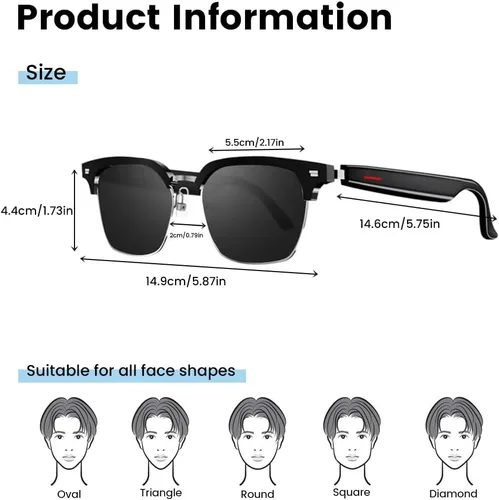 Miniatura 4 de Lentes inteligentes con Bluetooth, para hombres y mujeres, control táctil, protección UV al aire libre y control de voz, llamadas manos libres