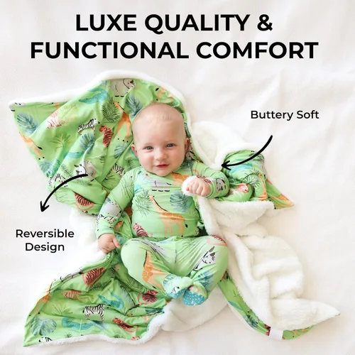 Miniatura 2 de Posh Peanut - Patu de felpa, gran manta de punto reversible de bambú de primera calidad, manta de seguridad para niños pequeños, 40 x 40 pulgadas
