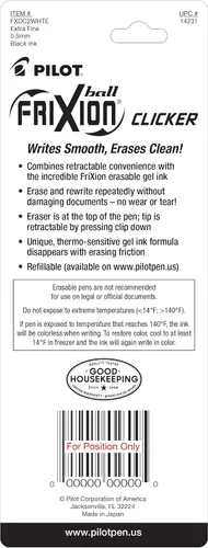 Miniatura 3 de PILOT FriXion Ball Clicker - Bolígrafo retráctil de tinta de gel borrable, punta extrafina, 0.020 in, barril blanco, tinta negra, paquete de 2