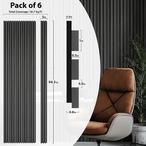 Miniatura 2 de CONCORD WALLCOVERINGS ™ Paneles de pared de madera, chapas 3D acústicas absorbentes de sonido para reducción de ruido e insonorización, cine