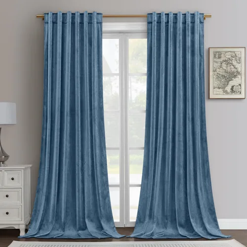 Miniatura 11 de HOMEIDEAS Cortinas opacas de terciopelo gris, 52 x 108 pulgadas, oscurecimiento de la habitación, aislamiento térmico, bolsillo con pestaña trasera