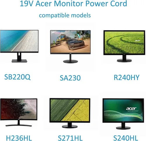 Miniatura 2 de Cable de alimentación de 19 V para Acer Monitor SB220Q SA230 S231HL S232HL H236HL S202HL S230HL S240HL S220HQL S271HL S241HL G246HL G276HL G226HQL