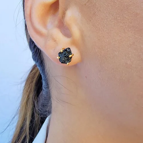 Miniatura 82 de Aretes de piedra preciosa natural en bruto con oro amarillo sobre plata de ley 925, 6 a 0.276 in, regalo de piedra de nacimiento de calidad genuina