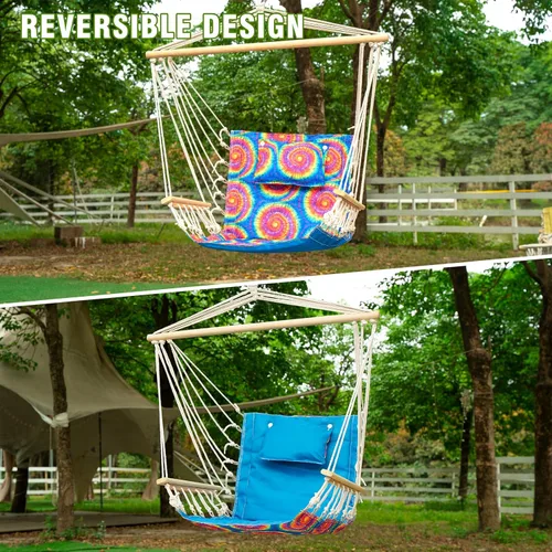 Miniatura 4 de Backyard Expressions - Columpio reversible para colgar – máximo 275 libras – Barra esparcidora de madera – para cualquier espacio