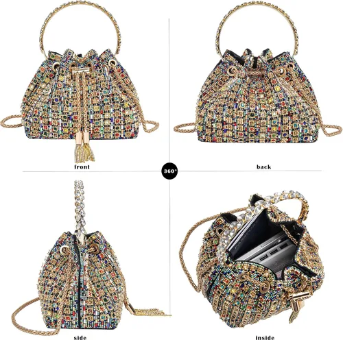 Miniatura 2 de Bolso de noche con diamantes brillantes para mujer, bolso de mano con diamantes de imitación para fiesta, baile de graduación, cóctel