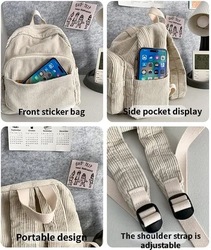 Miniatura 7 de Mochila pequeña para mujer, accesorios de grunge, mochila para mujer, mini mochila de viaje, Marrón, Retro